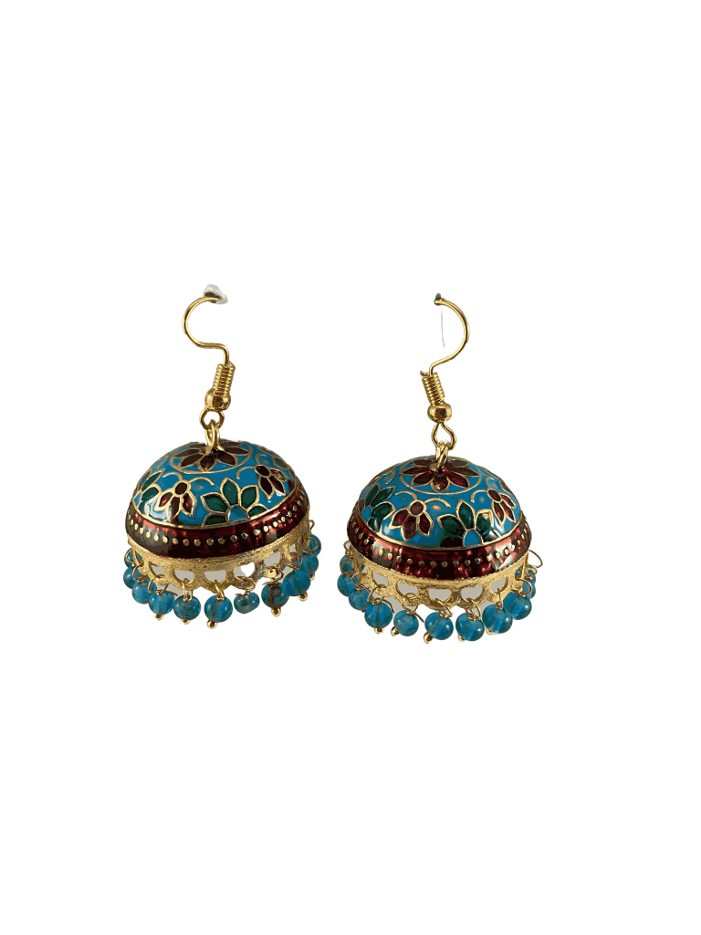 Hand Painted Meenakari Jhumka Earrings Traditional